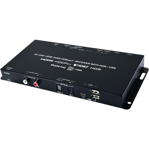 CH-1604RXD - 4K HDR HDMI over HDBaseT Receiver with IR, RS-232, PoH (PD), LAN & Bidirectional USB/KVM