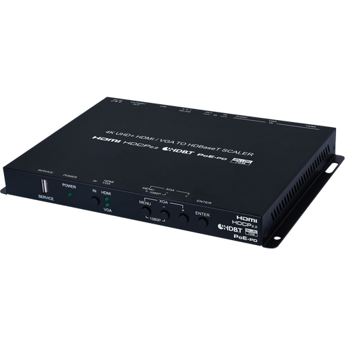 CSC-V101PTX - 4K60 (4:2:0) 2×1 HDMI/VGA over HDBaseT Scaler with IR, RS-232, PoH (PD), LAN & Audio Insertion